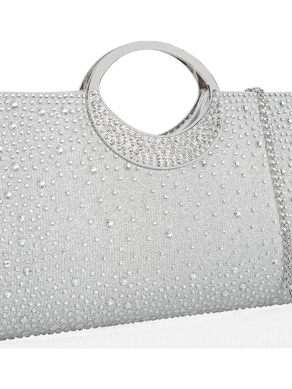 Dexmay Rhinestone Clutch Handbag with Crystal Handle for Wedding Party Elegant C